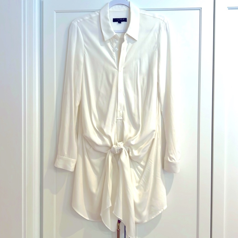 Central Park West rayon dress  size S with attached front tie.